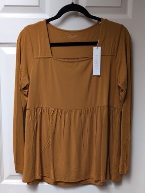 Harvest Gold Long-Sleeve Peplum Tunic